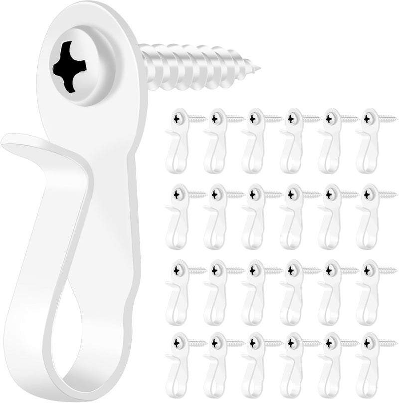 DINGEE Screw in Hooks - Stainless Steel Light Hanger Hooks for Outdoor String Lights, White Small Hooks for Patio, Plants, Wind Chimes - 12 Pack - Image 1